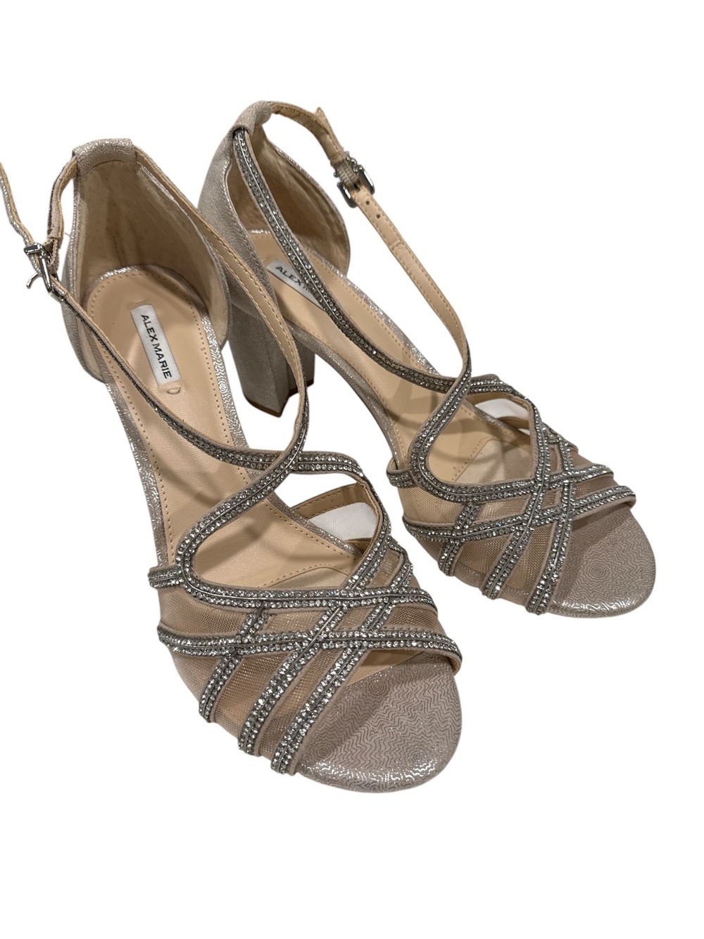 Alex Marie Hashleigh warm Taupe /silver Crystal-Strap Dress Heels